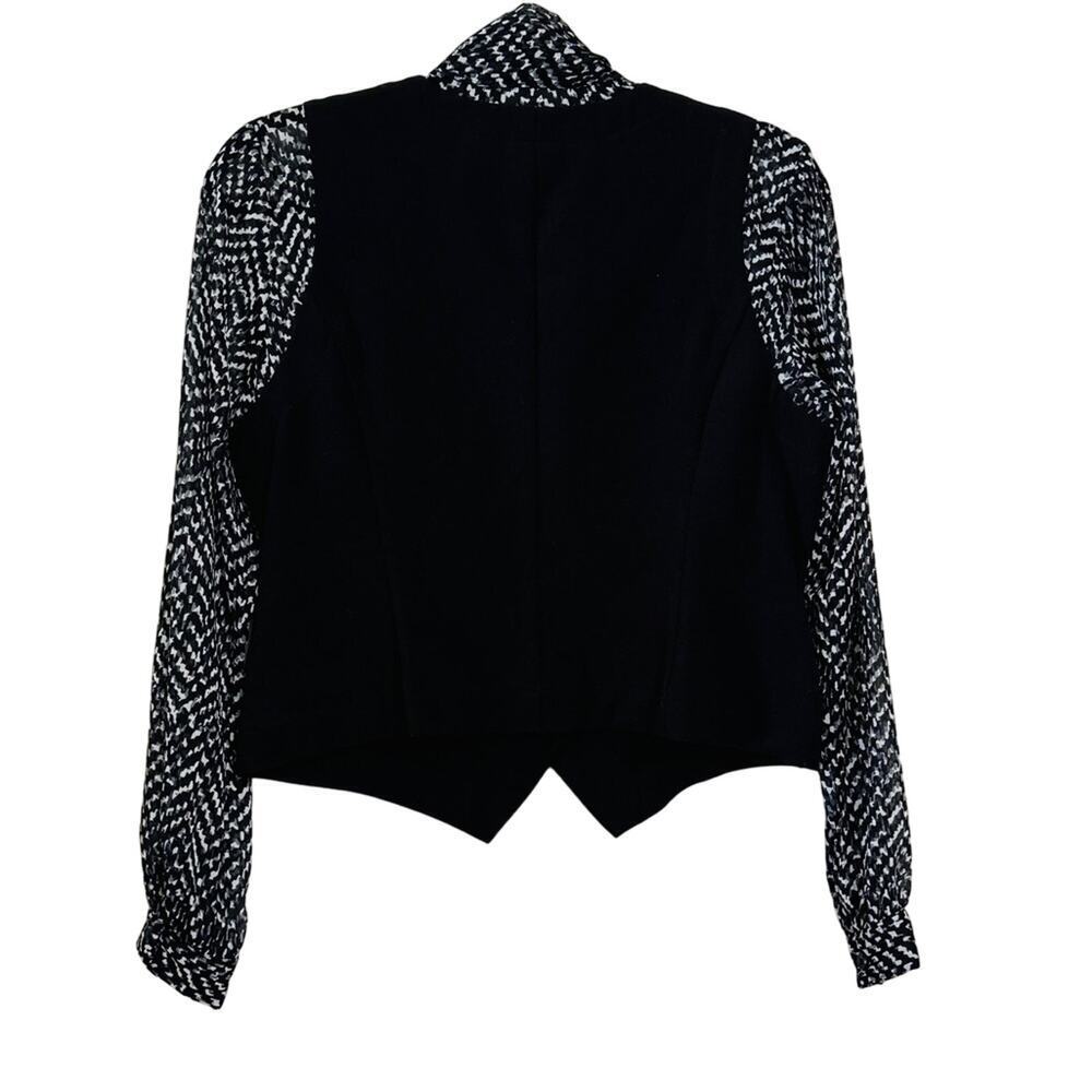 Kim Rogers Scarf Tie Vest Long Sleeve Top Black White Size 6P - Picture 2 of 4